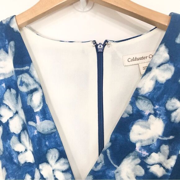 Coldwater Creek Summer Skies Floral Blue and White A Line Dress - Picture 10 of 15